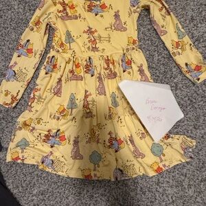 Little Sleepies Yellow Winnie the Pooh Storybook Print Long Sleeve Dress